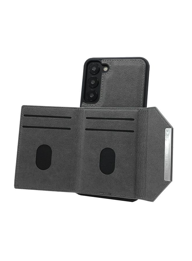 اس-توب جراب لهاتف Samsung Galaxy S21 5G بلون سادة مع مشبك معدني وفتحات للبطاقات وحقيبة هاتف - Image 3