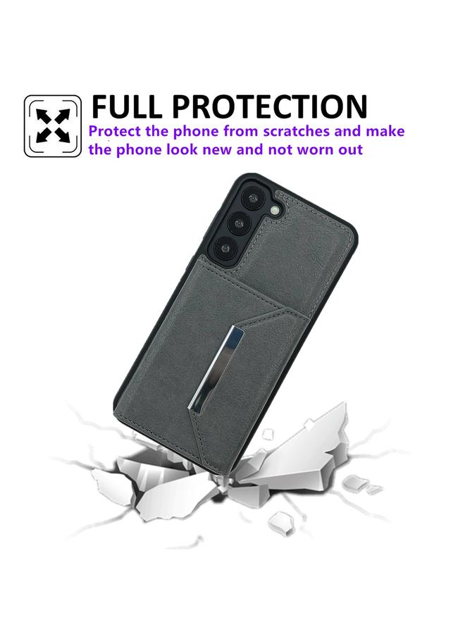 اس-توب جراب لهاتف Samsung Galaxy S21 5G بلون سادة مع مشبك معدني وفتحات للبطاقات وحقيبة هاتف - Image 5