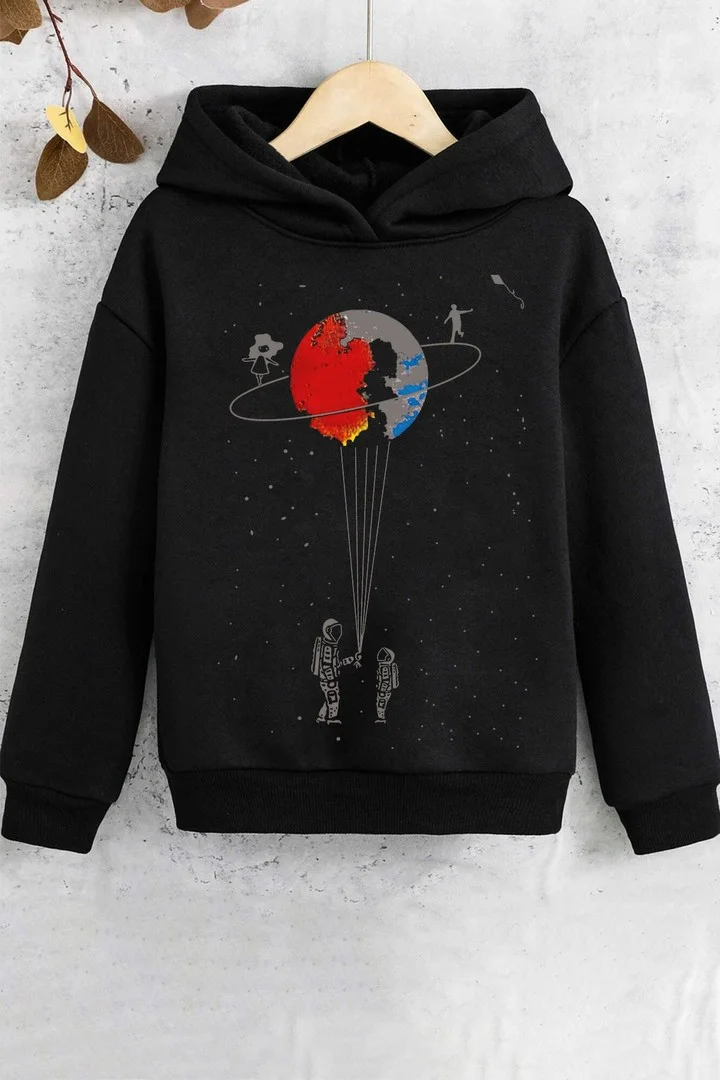 ONLYTRENDWEAR Childrens Universe Themed Printed Sweatshirt 3-4 Years Old Black