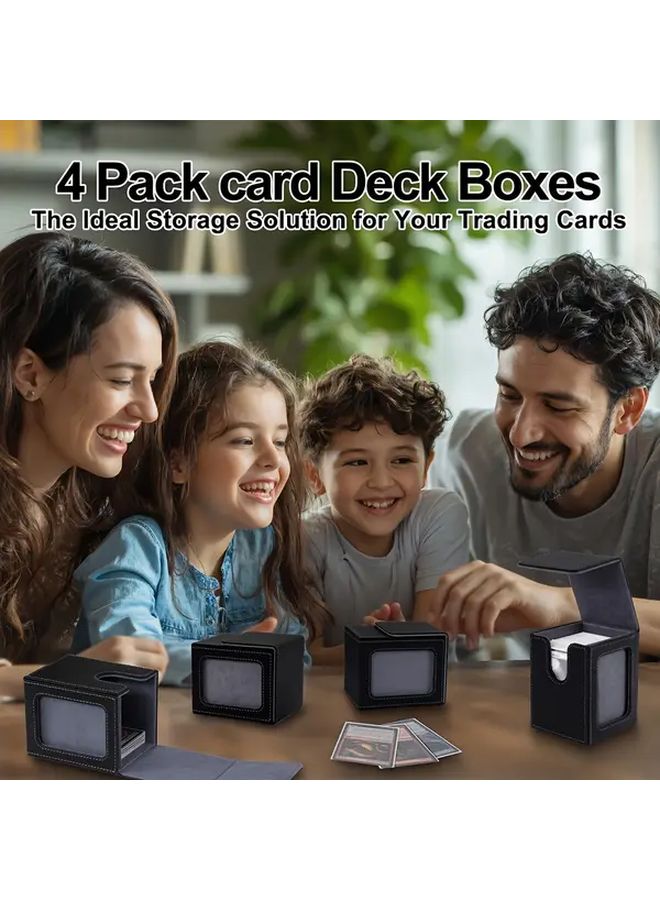 4 Pack Heavy Duty Magnetic Deck Box With Display Window Black Grey Purple Blue Red High Quality PU Leather Trading Card Case Holds 120 Plus Single Sided Cards Magnetic Closure Secure Storage For MTG TCG Yu Gi Oh Graded Cards Collections Soft Microfiber Lining Sturdy Construction - Image 5