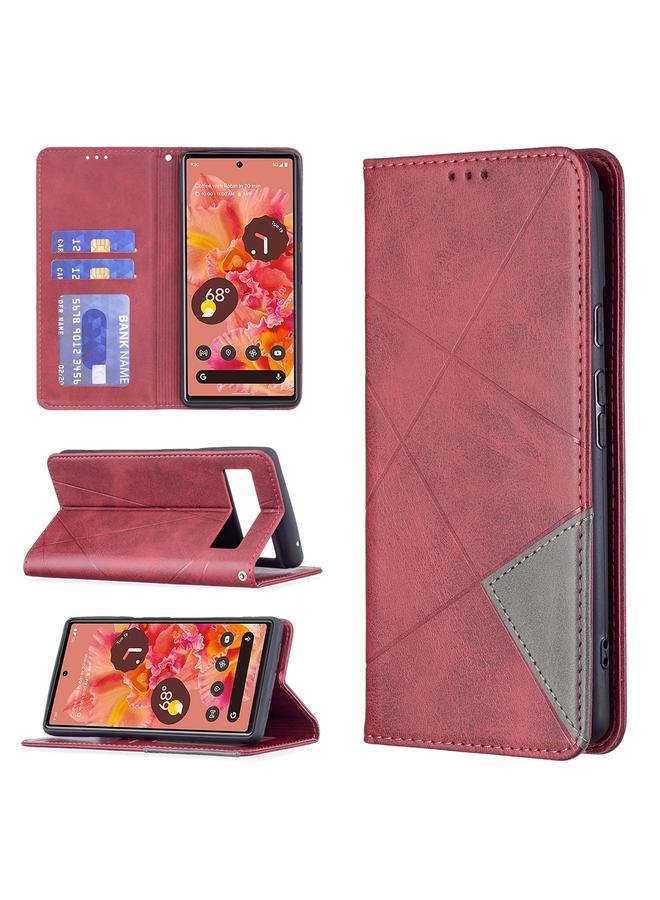 اس-توب جراب لهاتف Google Pixel 6، جراب جلدي مغناطيسي أفقي غير مرئي مع حامل وفتحات للبطاقات وإطار للصور - Image 1