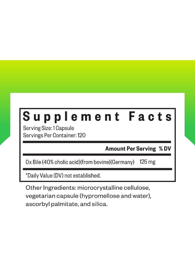 Seeking Health - Seeking Health Ox Bile 125 - Digestive Enzyme & Gallbladder Support Supplement - Vegetarian Capsule with Digestive Enzymes - 120 Capsules - Image 1