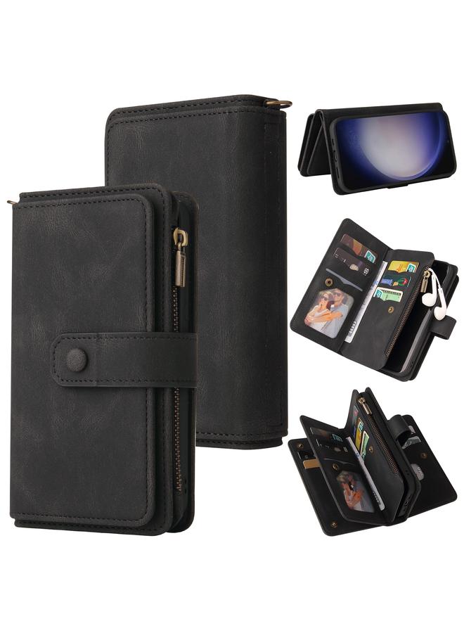 S-TOP Case For Samsung Galaxy S25+ / S24+ 5G Skin Feel Multi Card Slots Zipper Wallet Leather Phone Case - Image 1