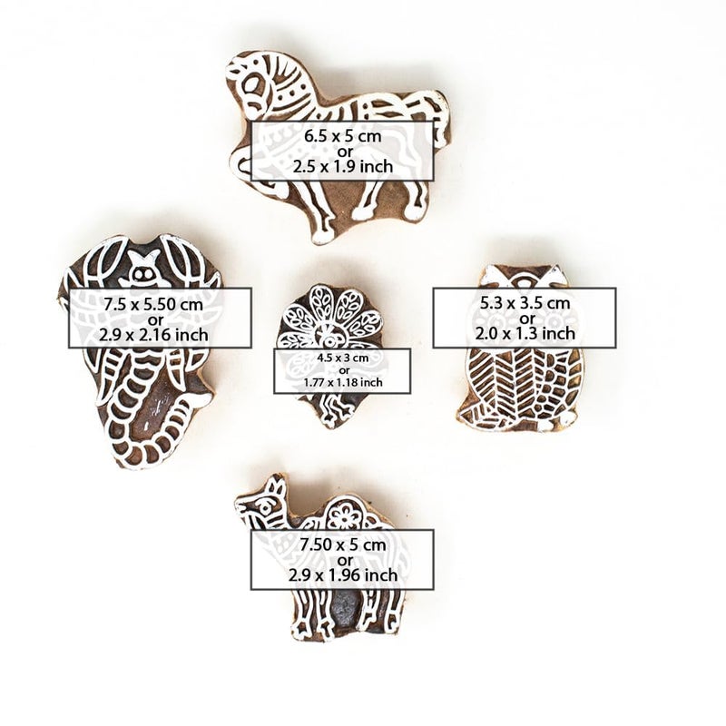 TWOGRAMS Textile Printing Wooden Blocks - Wooden Blocks for Printing Stamps for Saree Border Dresses Craft Card Making Scrapbook Clay Pottery | Set of 5 | - Image 4