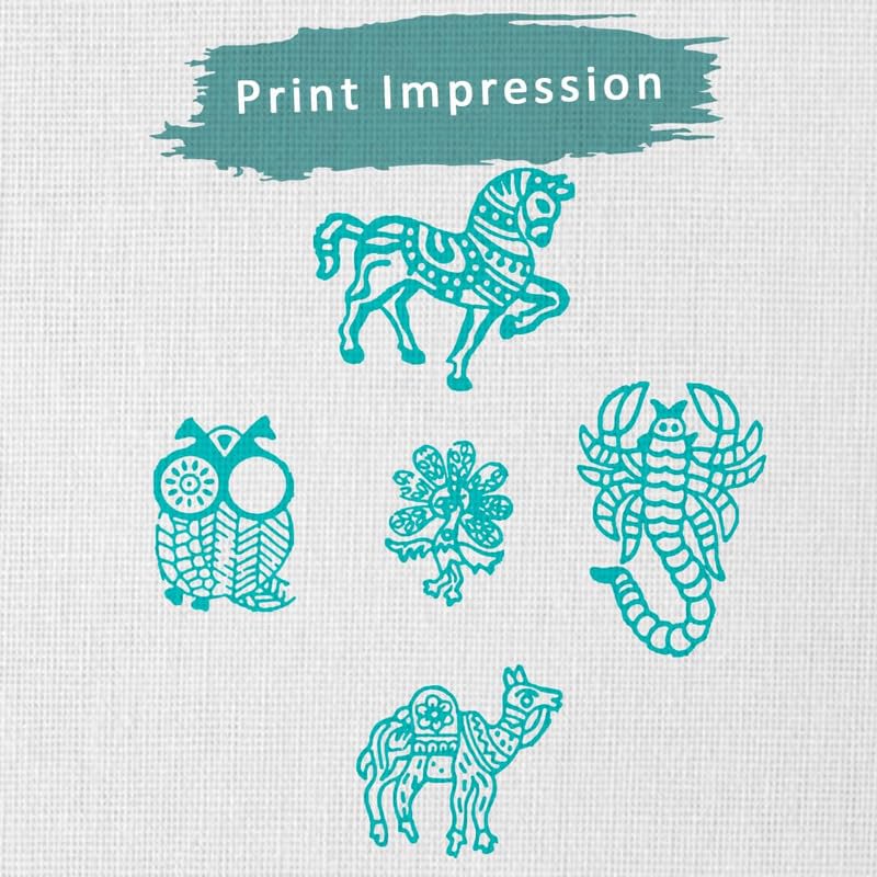 TWOGRAMS Textile Printing Wooden Blocks - Wooden Blocks for Printing Stamps for Saree Border Dresses Craft Card Making Scrapbook Clay Pottery | Set of 5 | - Image 3
