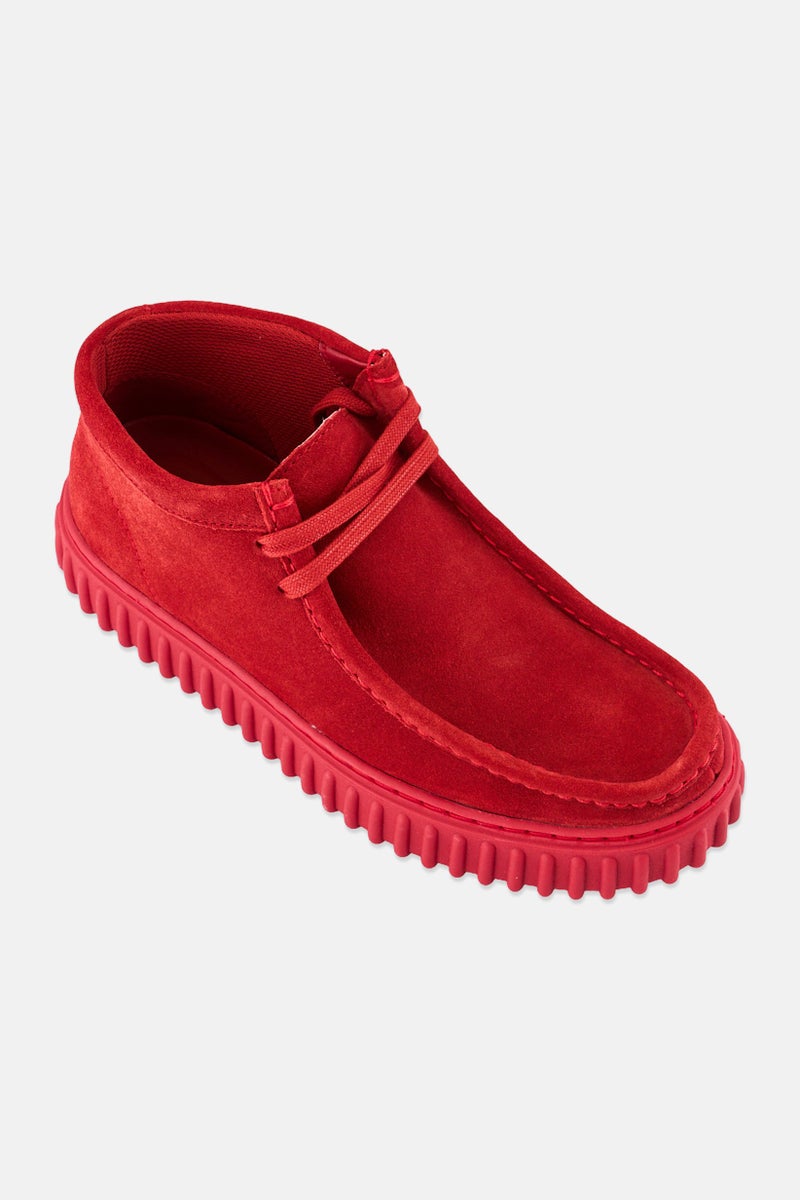 clarks Kids Boy Torhill Hi Lace Up Casual Shoes, Red - Image 1