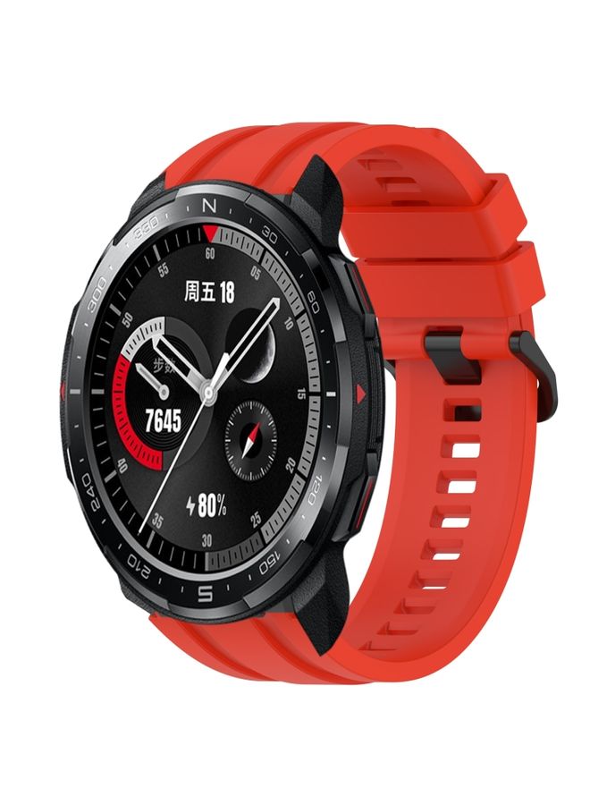 Replacement Strap For Honor Watch GS Pro Long & Short Sports Solid Color Silicone Watch Band Set Red 