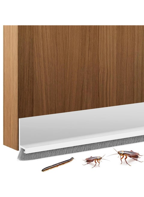 39.2" White Under Door Gap Filler with Brush, 2" Wide, Self-Adhesive for Dust, Cold Air, Noise Reduction Door Seal