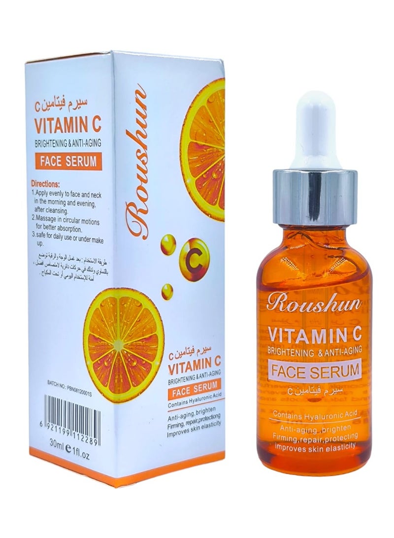 روشن سيروم روشن فيتامين سي لتفتيح البشرة ومحاربة علامات التقدم في السن، يحتوي على حمض الهيالورونيك، 30 مل - Image 1