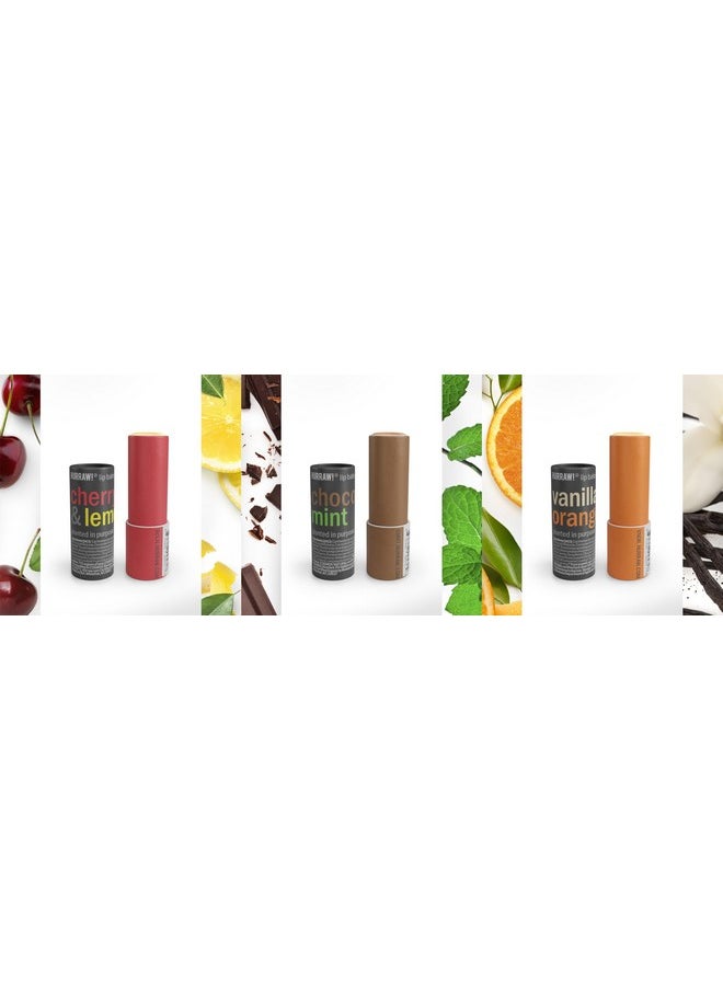 Hurraw! Cherry Lemon Chocolate Mint & Vanilla Orange Lip Balm 3 Pack Bundle Plasticfree With New Cardboard Pushup Tube. Certified Organic Natural & Vegan. Bee Shea Soy & Palm Free. Made In Usa  - Image 5