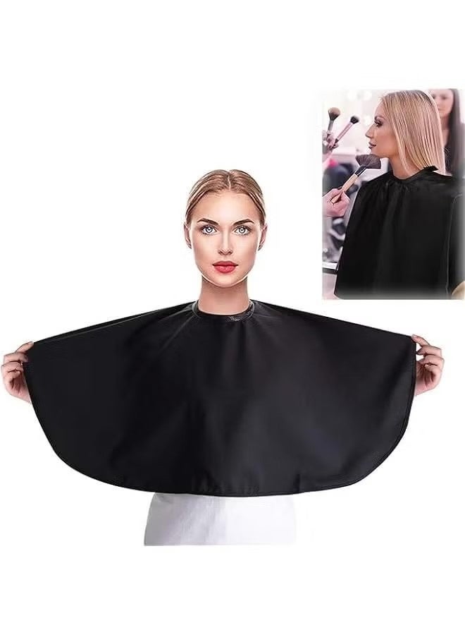 Black Makeup Cape Water Proof Beauty Salon Shorty Smock Lightweight Combout Beard Apron Shortie Makeup Bib Styling Shampoo Cape for Makeup Artist Beautician. - Image 1