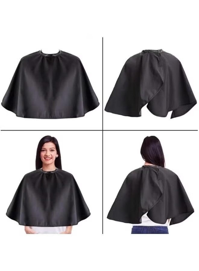 Black Makeup Cape Water Proof Beauty Salon Shorty Smock Lightweight Combout Beard Apron Shortie Makeup Bib Styling Shampoo Cape for Makeup Artist Beautician. - Image 4