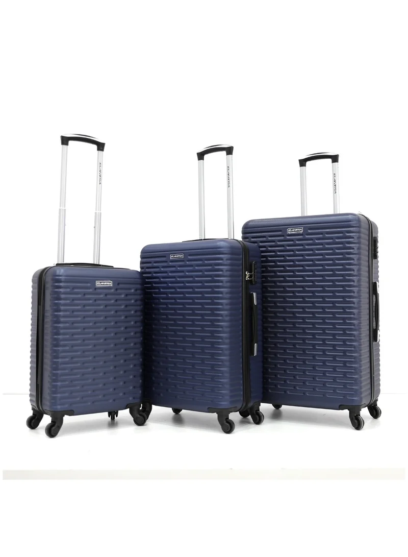 إلنترا Hardshell Luggage Trolley Bag 3 Pieces Set With Spinner Wheels,Navy (S-20inch,M-24inch,L-28inch)