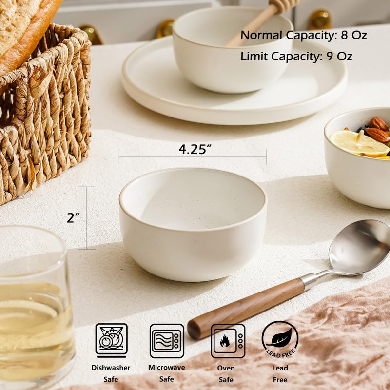 SQS CERAMICS S&Q'S CERAMICS Ceramic Small Bowls for Kitchen, Set of 6, 9 ounces Small Ceramic Bowls for Condiments, Dipping, Side Dishes (Glazed Matte Off-White)â€¦ - Image 2