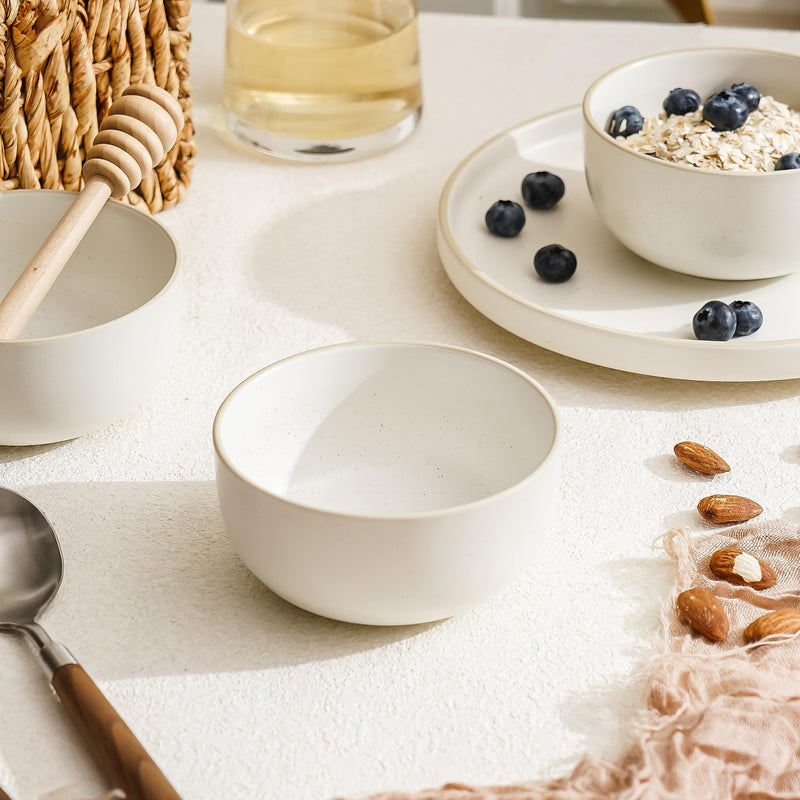 SQS CERAMICS S&Q'S CERAMICS Ceramic Small Bowls for Kitchen, Set of 6, 9 ounces Small Ceramic Bowls for Condiments, Dipping, Side Dishes (Glazed Matte Off-White)â€¦ - Image 3