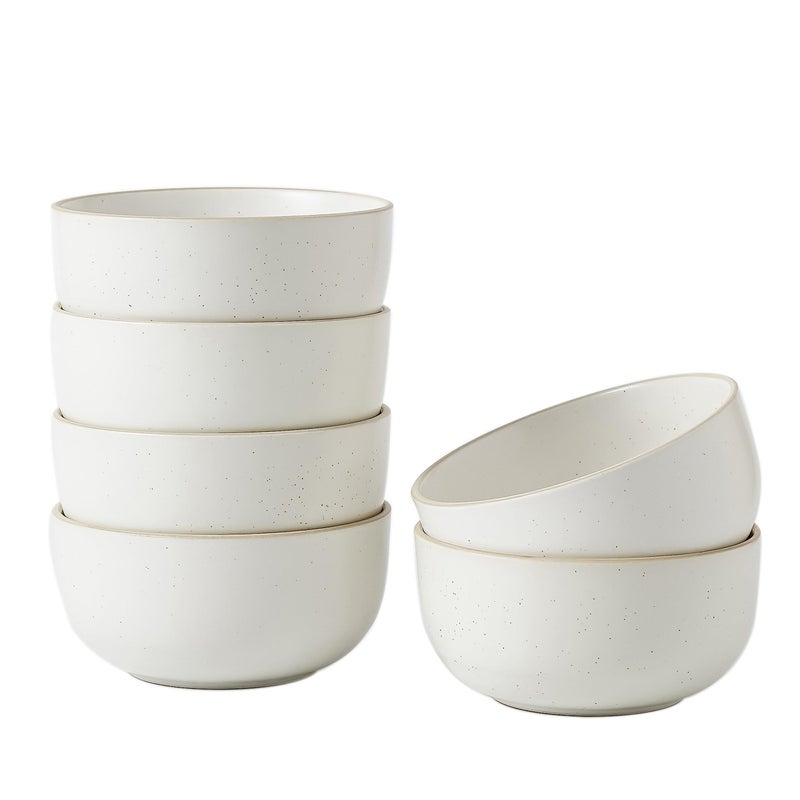 SQS CERAMICS S&Q'S CERAMICS Ceramic Small Bowls for Kitchen, Set of 6, 9 ounces Small Ceramic Bowls for Condiments, Dipping, Side Dishes (Glazed Matte Off-White)â€¦ - Image 1