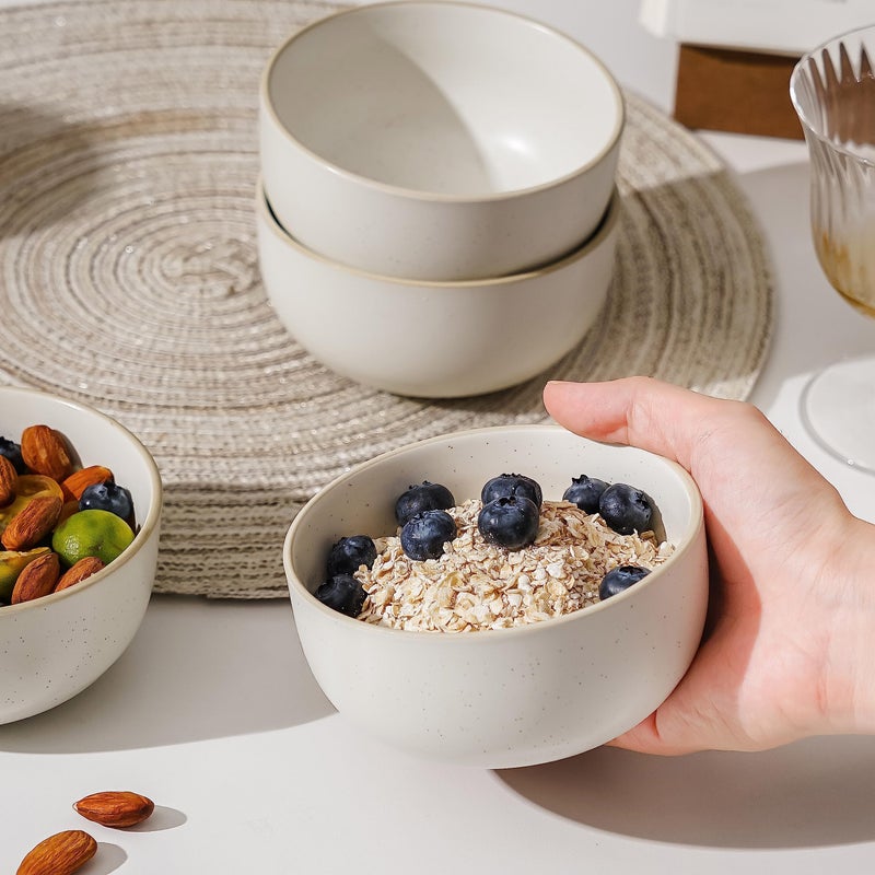 SQS CERAMICS S&Q'S CERAMICS Ceramic Small Bowls for Kitchen, Set of 6, 9 ounces Small Ceramic Bowls for Condiments, Dipping, Side Dishes (Glazed Matte Off-White)â€¦ - Image 5