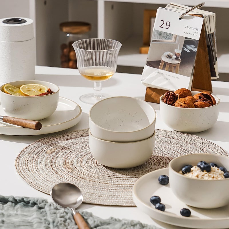 SQS CERAMICS S&Q'S CERAMICS Ceramic Small Bowls for Kitchen, Set of 6, 9 ounces Small Ceramic Bowls for Condiments, Dipping, Side Dishes (Glazed Matte Off-White)â€¦ - Image 4