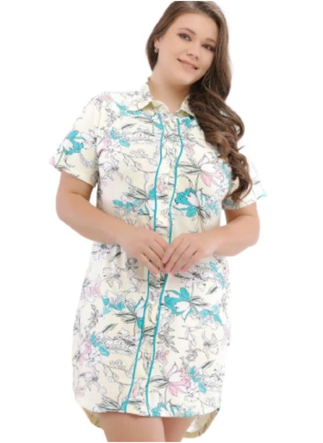 Ganna - Large size buttoned cotton nightgown - Image 1