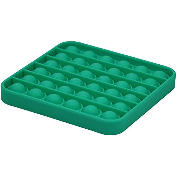 alldoro 63047 Play Silicone Fidget Toy, Approx. 12 cm Square, Pop It Anti-Stress Finger Toy, Bubble Push Toy for Stress Relief, Skill Game for Children and Adults, Green, Square - Image 1