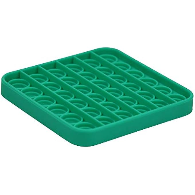 alldoro 63047 Play Silicone Fidget Toy, Approx. 12 cm Square, Pop It Anti-Stress Finger Toy, Bubble Push Toy for Stress Relief, Skill Game for Children and Adults, Green, Square - Image 2