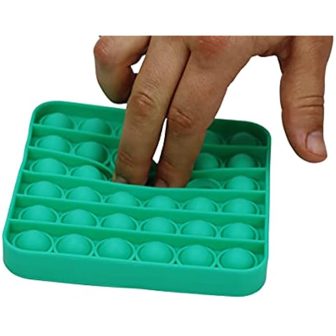 alldoro 63047 Play Silicone Fidget Toy, Approx. 12 cm Square, Pop It Anti-Stress Finger Toy, Bubble Push Toy for Stress Relief, Skill Game for Children and Adults, Green, Square - Image 4