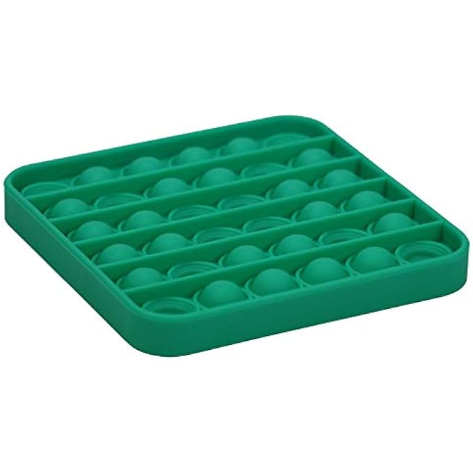 alldoro 63047 Play Silicone Fidget Toy, Approx. 12 cm Square, Pop It Anti-Stress Finger Toy, Bubble Push Toy for Stress Relief, Skill Game for Children and Adults, Green, Square - Image 3
