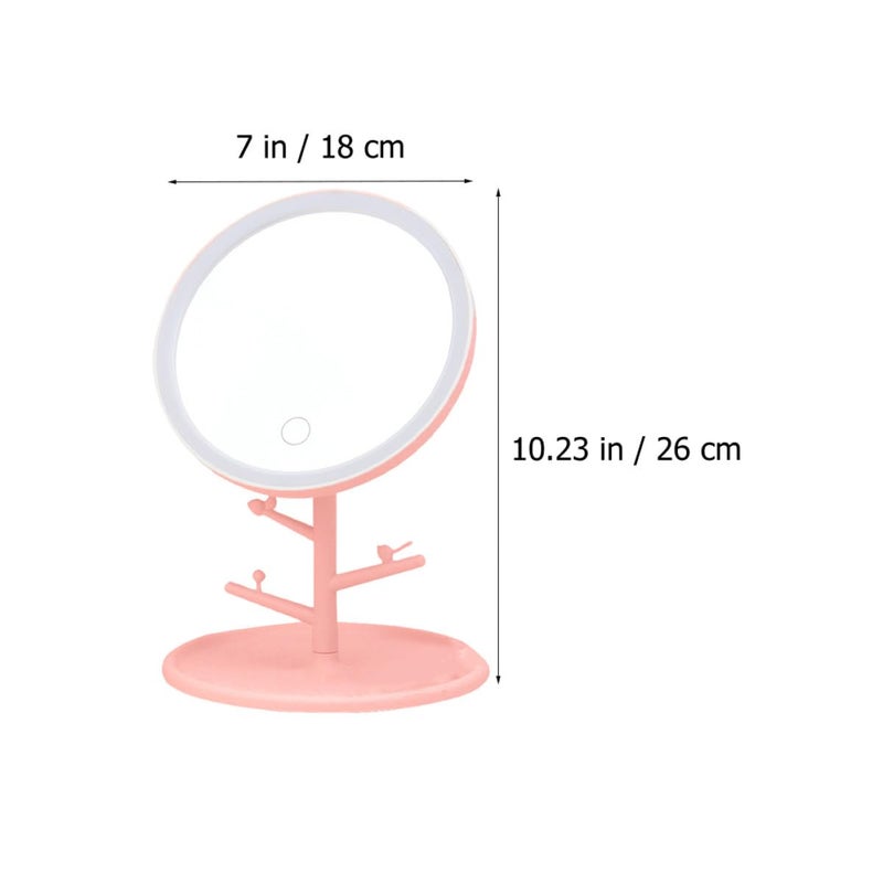 Adjustable LED Cosmetic Mirror Foldable USB Rechargeable Compact Dressing Tabletop Travel Pink - Image 3