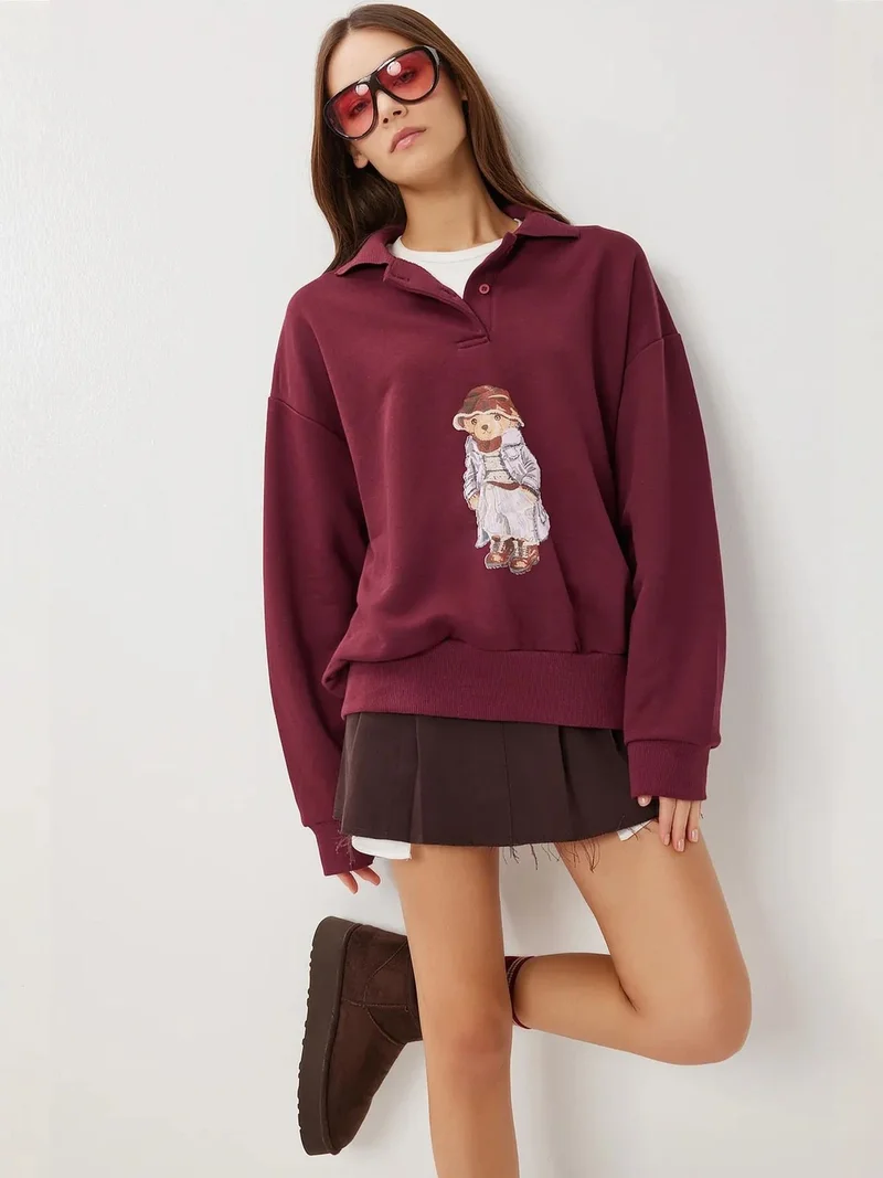 Lovely Istanbul ISTANBUL Comfort Fit Printed Polo Collar Sweatshirt