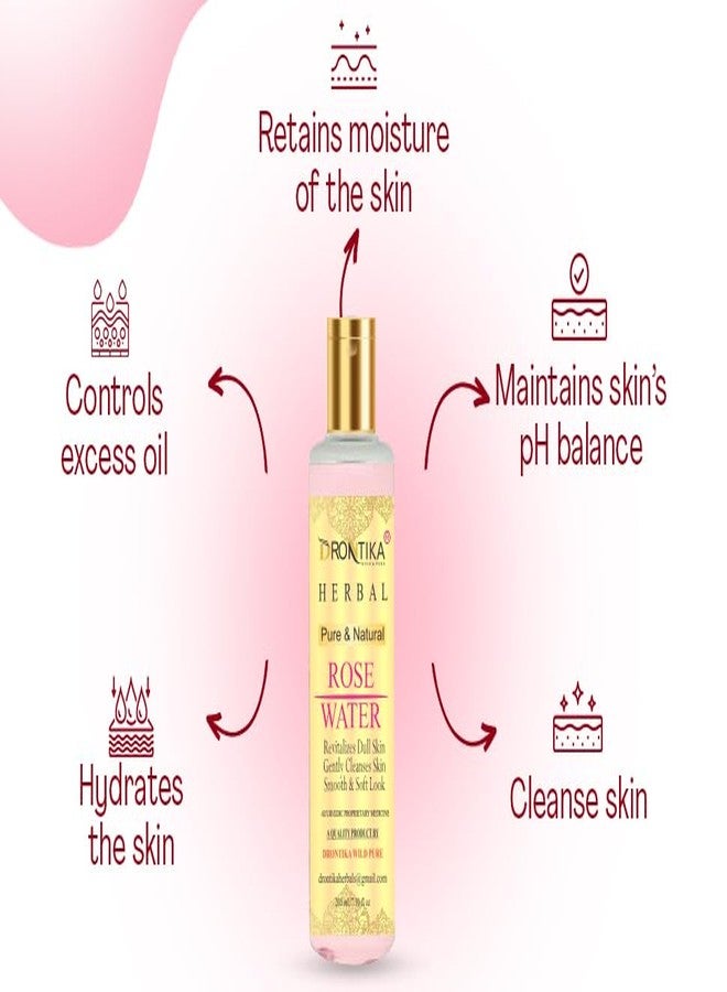 Drontika Herbal Rose Water/Gulab jal |Herbal Skin Toner| Enriched with Rose Oil Paraben Free| 200ml - Image 3
