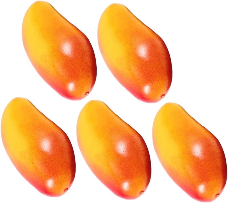 Zerodeko 5pcs Artificial Mango Models Foam Decorative Fake Fruits Lifelike Mango Props for Home Party Photo Shoot and Kitchen Display - Image 1