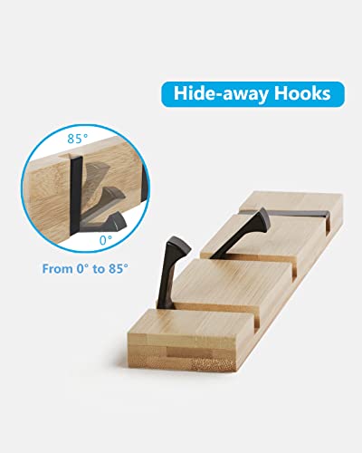 JSVER Coat Rack Wall Mount Coat Hooks, Coat Hooks Wall Mounted with 3 Standard Retractable Hooks, Space-Saving Coat Rack for Entryway, Hallway, Bathroom, Living Room, Bedroom - Image 2