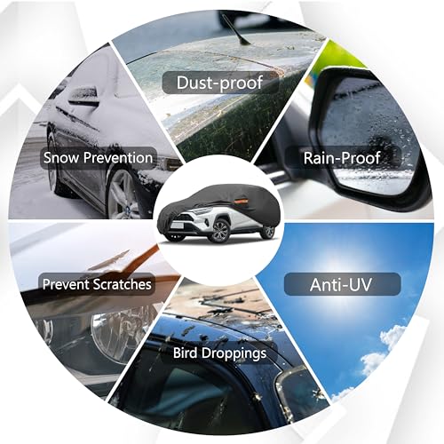 MORNYRAY Compatible with Ford Mustang,Car Cover Outdoor Waterproof Sun Rain Snow Hail Protection with Driver Door Zipper (Black, Custom Fit Ford Mustang) - Image 3