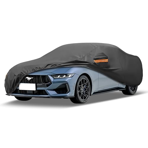 MORNYRAY Compatible with Ford Mustang,Car Cover Outdoor Waterproof Sun Rain Snow Hail Protection with Driver Door Zipper (Black, Custom Fit Ford Mustang) - Image 1
