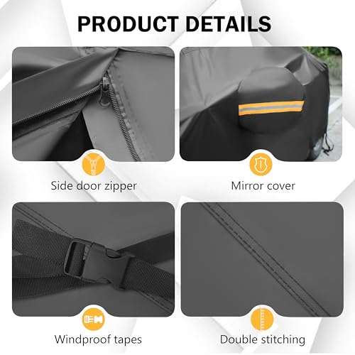 MORNYRAY Compatible with Ford Mustang,Car Cover Outdoor Waterproof Sun Rain Snow Hail Protection with Driver Door Zipper (Black, Custom Fit Ford Mustang) - Image 2
