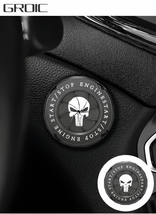 GROIC Car Start Stop Button Cover Automotive Engine Start Button Cover,Car Engine Decoration Ring Car Spin Ignition Anti-Scratch Protector Car Interior Accessory  - Image 1
