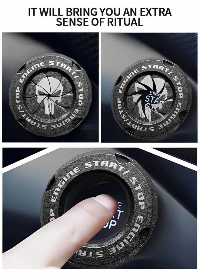 GROIC Car Start Stop Button Cover Automotive Engine Start Button Cover,Car Engine Decoration Ring Car Spin Ignition Anti-Scratch Protector Car Interior Accessory  - Image 4