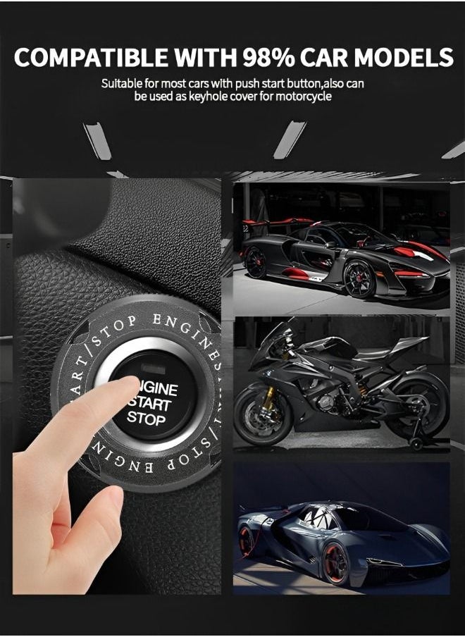 GROIC Car Start Stop Button Cover Automotive Engine Start Button Cover,Car Engine Decoration Ring Car Spin Ignition Anti-Scratch Protector Car Interior Accessory  - Image 3