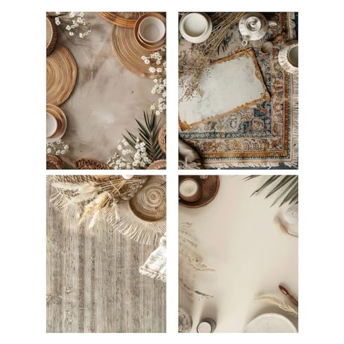 HomeArt 2 Sheet 2 in 1 Product Photography Backdrop 3D Flat Lay Tabletop Double-Sided 20x29 Photo Background PVC Wrinkle Free for Small Products Food, Cosmetics Shoot (Combo 3) - Image 1