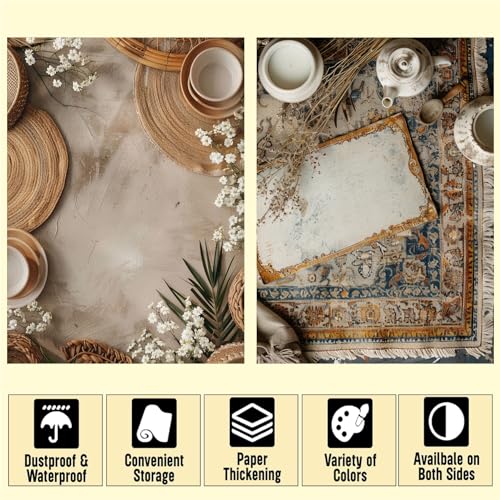 HomeArt 2 Sheet 2 in 1 Product Photography Backdrop 3D Flat Lay Tabletop Double-Sided 20x29 Photo Background PVC Wrinkle Free for Small Products Food, Cosmetics Shoot (Combo 3) - Image 2