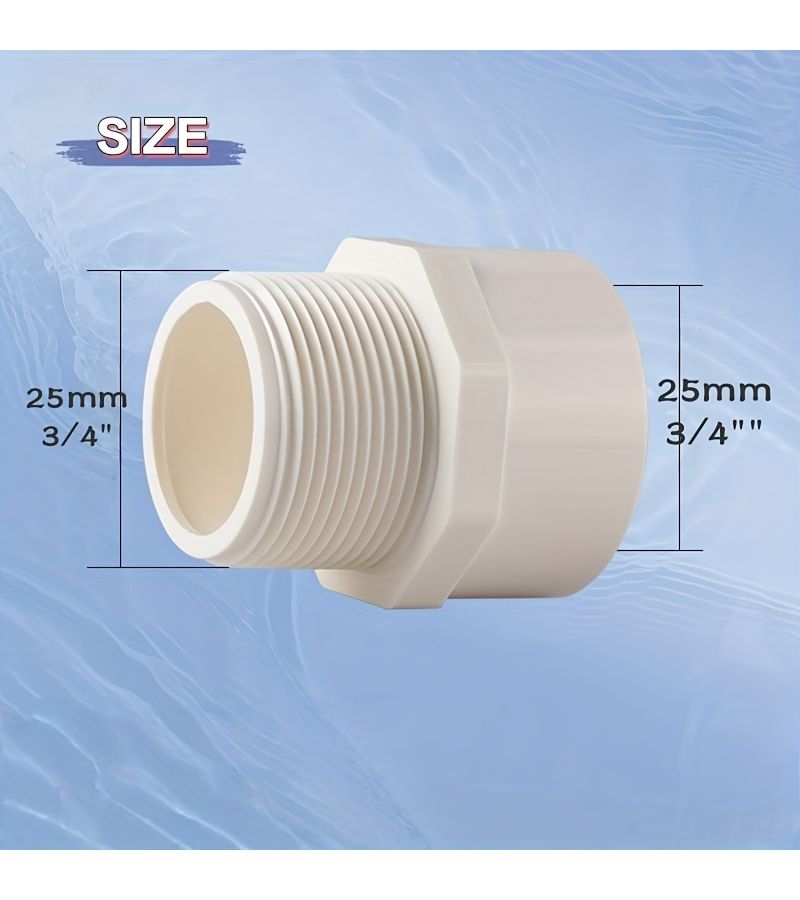 5 قطع من موصلات PVC بخيط خارجي بوصة واحدة (32 مم) مع صواميل لأنابيب إمداد المياه - Image 4