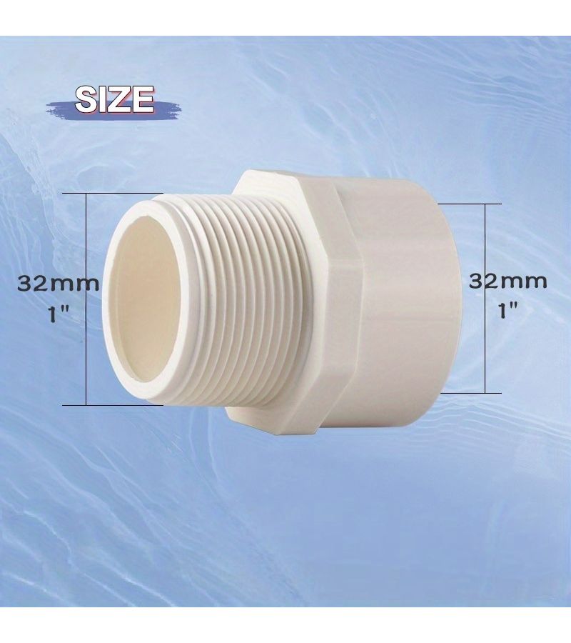 5 قطع من موصلات PVC بخيط خارجي بوصة واحدة (32 مم) مع صواميل لأنابيب إمداد المياه - Image 2