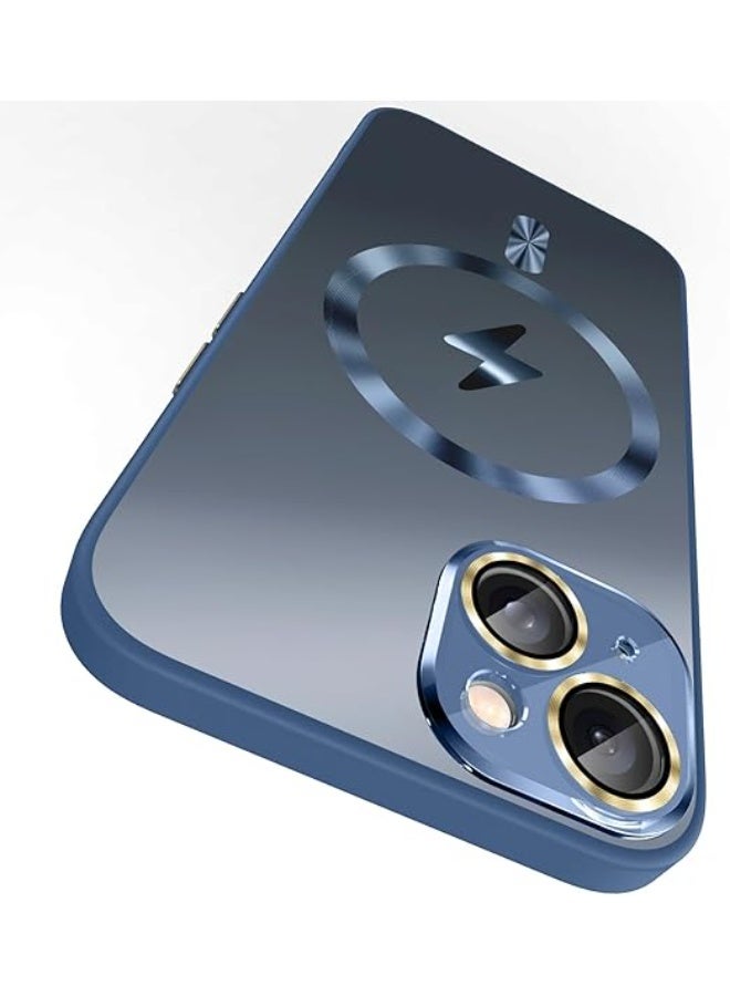 جراب مصمم مغناطيسيًا متوافق مع iPhone 15، [واقي كامل لعدسة الكاميرا] [تم اختباره ضد السقوط بدرجة عسكرية] غطاء مقاوم للخدش غير لامع مقاوم للصدمات لهاتف iPhone 15 مقاس 6.1 بوصة، أزرق - Image 1