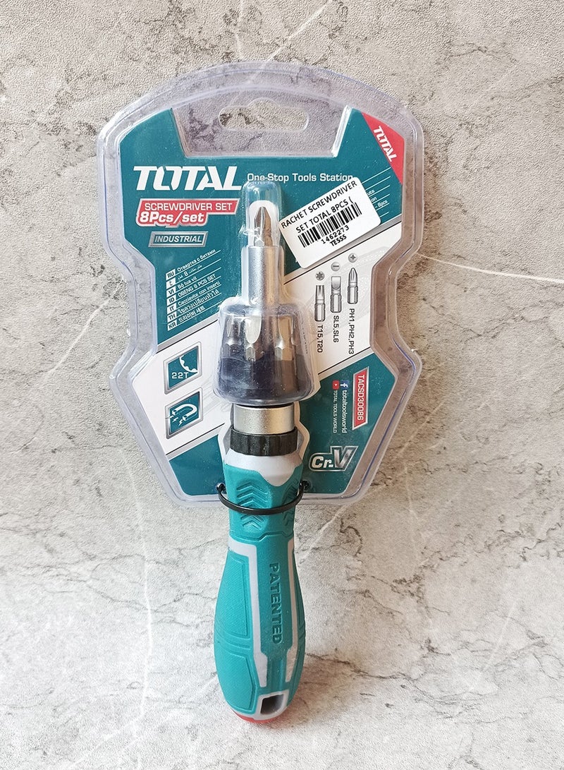 TOTAL Total 8Pcs Ratchet Screwdriver Set – High-Quality Tool for Home Repairs and DIY Projects with 7 Bits  - Image 3