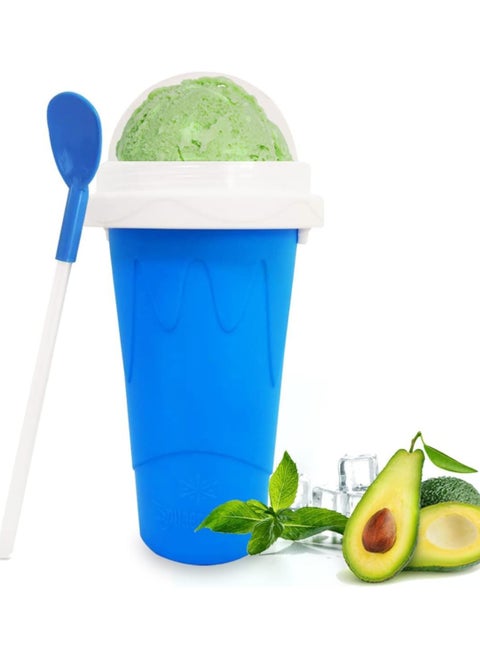Slushie Cup Maker, DIY Quick Frozen Magic Slushy Cup Ice Cream Maker with Lids & Straws, Double Layer Design for Instant Slush & Ice Cream, Blue