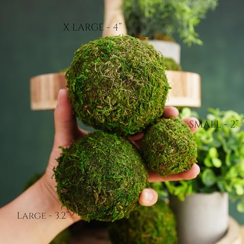 BYHER Decorative Moss Balls Set - Fake Moss Balls for Bowl Fillers, Centerpiece Decor, Home Decor, Vase Filler, Wedding Decor, Table Arrangement, Coffee Accents, DIY Crafts (Extra Large - 4"-Set of 6) - Image 3