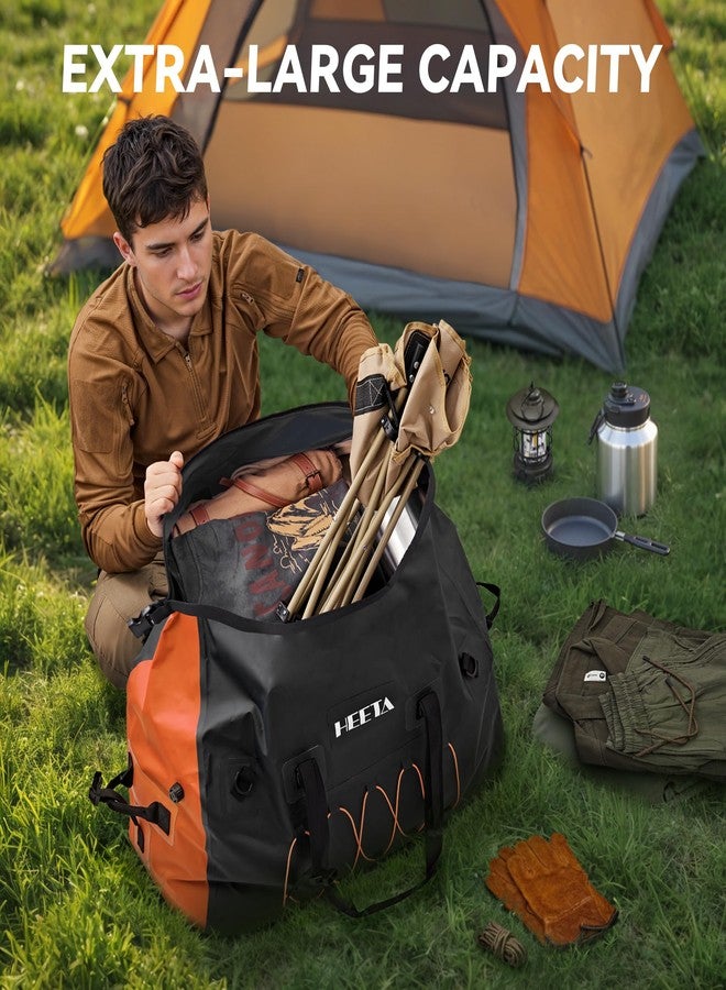 HEETA Waterproof Duffel Bag Motorcycle Dry Bag Backpack, Extra Large Rolltop Travel Duffle Bags with Straps & Handles for Kayaking Rafting Boating Canoeing Camping Gym Beach (Black, 60L) - Image 2