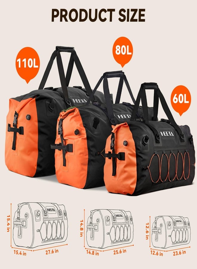 HEETA Waterproof Duffel Bag Motorcycle Dry Bag Backpack, Extra Large Rolltop Travel Duffle Bags with Straps & Handles for Kayaking Rafting Boating Canoeing Camping Gym Beach (Black, 60L) - Image 5