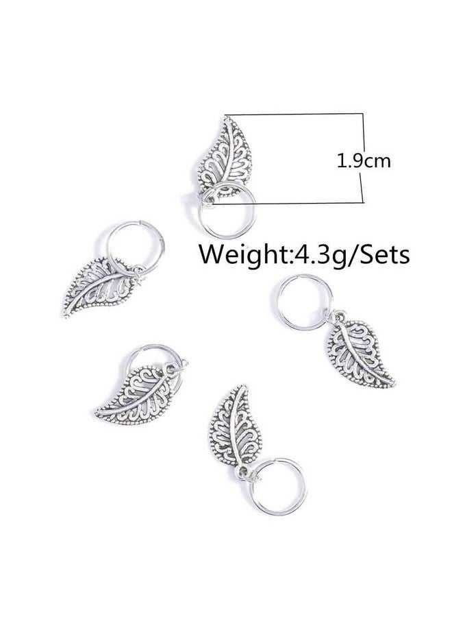 Olbye Dreadlock Hair Rings Silver Leaf Hair Braid Rings Hair Loops Clips Summer Plaits Braid Hair Loop Accessories For Women And Girls - Image 3