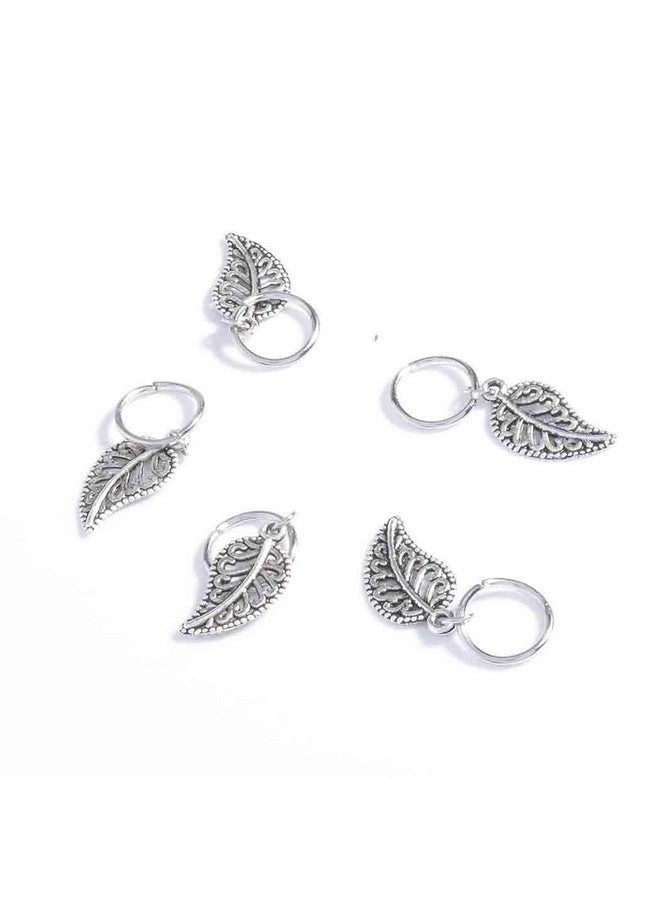 Olbye Dreadlock Hair Rings Silver Leaf Hair Braid Rings Hair Loops Clips Summer Plaits Braid Hair Loop Accessories For Women And Girls - Image 4